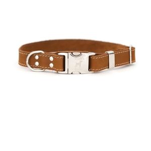 nwt • genuine leather quick release dog collar | 10-15" neck 5/8" width